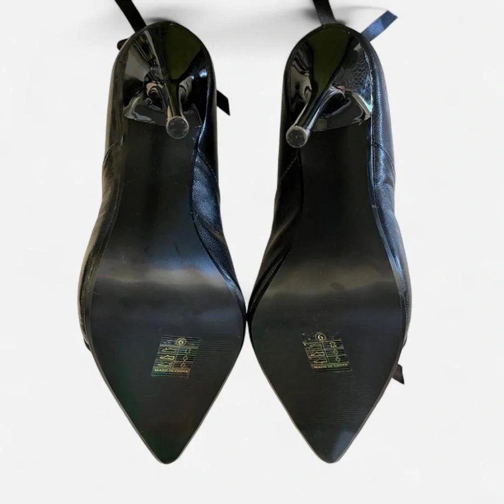 Pleasure Black Lace-Up Corset Gothic Stiletto Heels size 6 - Picture 7 of 8